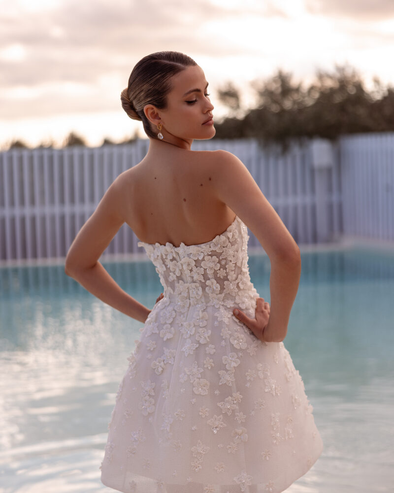 mini wedding dresses australia Marin Glitter Tulle Mini Wedding Dress